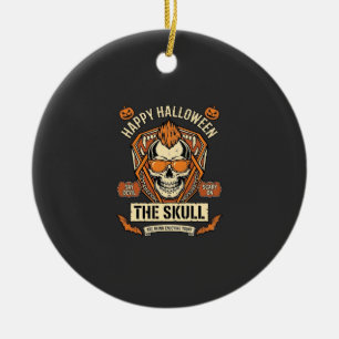 Fröhliche Halloween-Schädel-Mohawk-Sonnenbrille Kü Keramik Ornament