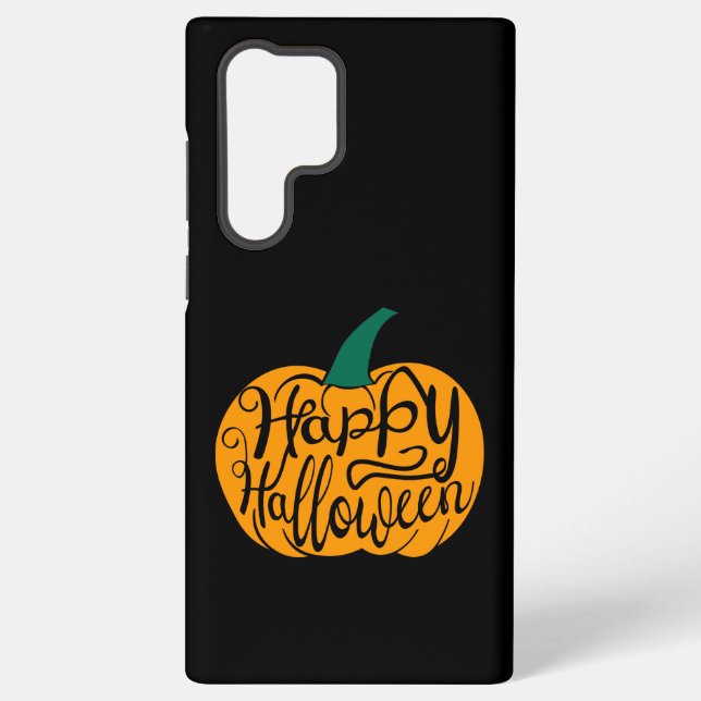 Fröhliche Halloween-Schrift auf geschnitztem Kürbi Samsung Galaxy Hülle (Rückseite)