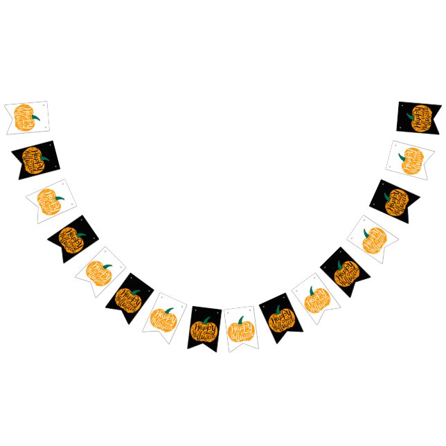 Fröhliche Halloween-Schrift auf geschnitztem Kürbi Wimpelkette (Alle)