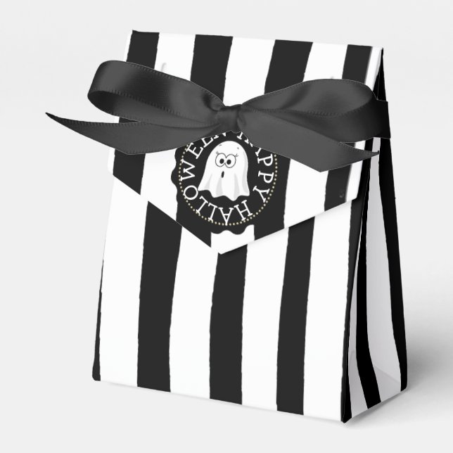 Fröhliche Halloween-Schwarz-Weiß-Gastgeschenk-Tasc Geschenkschachtel (Vorderseite)