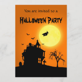 Fröhliche Halloween-Silhouette Landschaft Einladung
