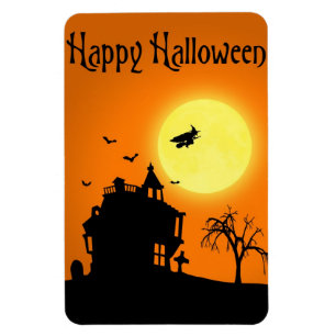 Fröhliche Halloween-Silhouette Landschaft Magnet