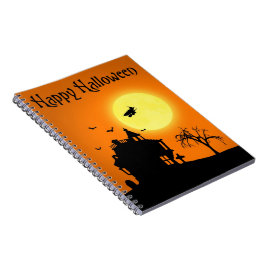Fröhliche Halloween-Silhouette Landschaft Notizblock