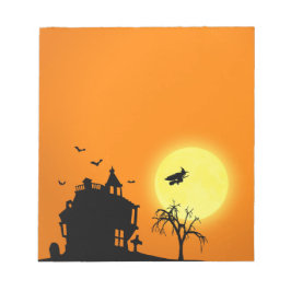 Fröhliche Halloween-Silhouette Landschaft Notizblock