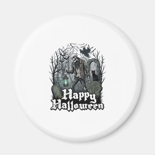Fröhliche Halloween-Skelett-Laterne Schwarze Katze Magnet