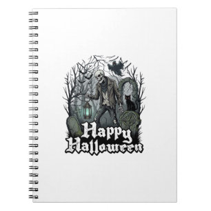 Fröhliche Halloween-Skelett-Laterne Schwarze Katze Notizblock