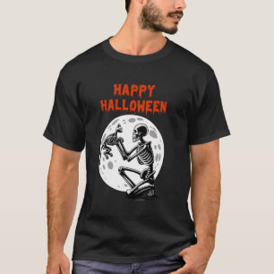 Fröhliche Halloween-Skelettkatze Vollmond Niedlich T-Shirt