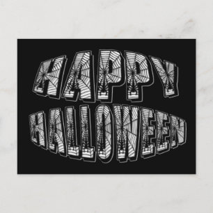 Fröhliche Halloween-Spinnen & Spinnennetz-Text-Pos Postkarte