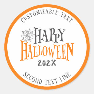 Fröhliche Halloween-Typografie mit Spinnennetz Runder Aufkleber