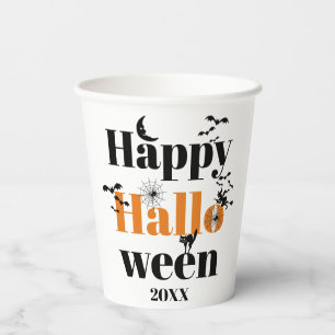Fröhliche Halloween-Typografie mit Vintage-Element Pappbecher