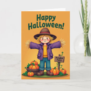 Fröhliche Halloween-Vogelscheuchen-Spaßkarte Karte