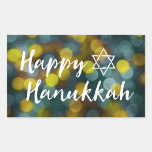 fröhliche hanukkah-Bokeh-Lichter Rechteckiger Aufkleber