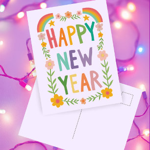 Fröhliche, hässliche HAPPY - Handschrift des neuen Postkarte