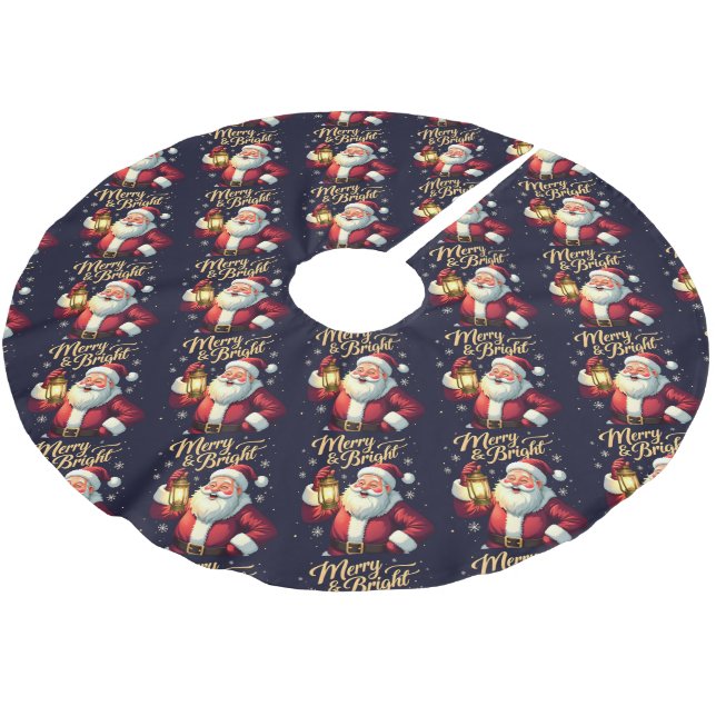 Fröhliche, helle Illustration von Santa Claus mit  Polyester Weihnachtsbaumdecke (Schrägansicht)