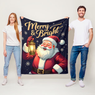 Fröhliche, helle Illustration von Santa mit Latern Fleecedecke