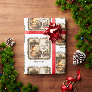 Fröhliche helle Lesenächte Kamin Muster Geschenkpapier