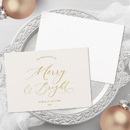 Fröhliche & Helle Minimalistische Goldschrift Weih Feiertagskarte