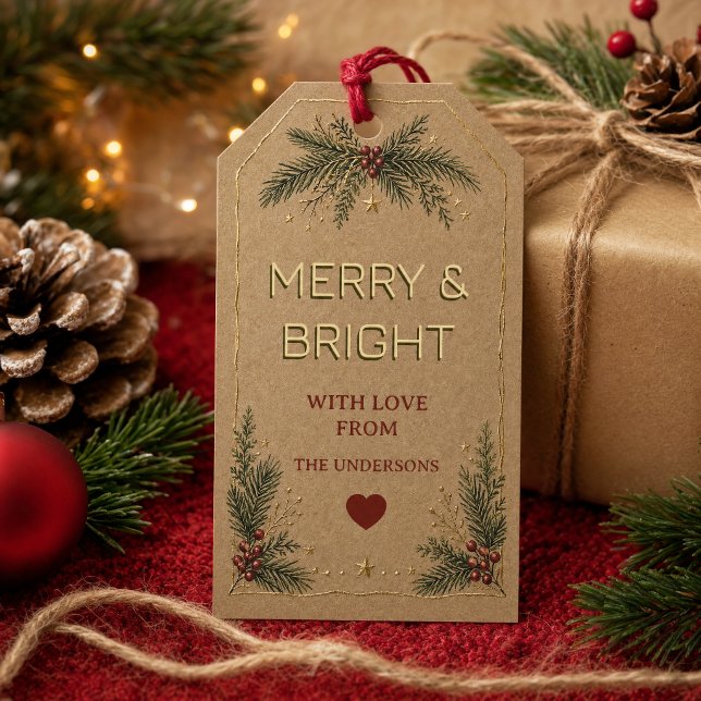 Fröhliche & helle personalisierte Weihnachtsgesche Geschenkanhänger (Merry & Bright Personalized Holiday Gift Tags, Tags)