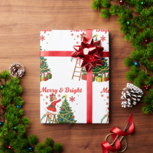Fröhliche & helle Vintage Retro Weihnachtsgeschenk Geschenkpapier