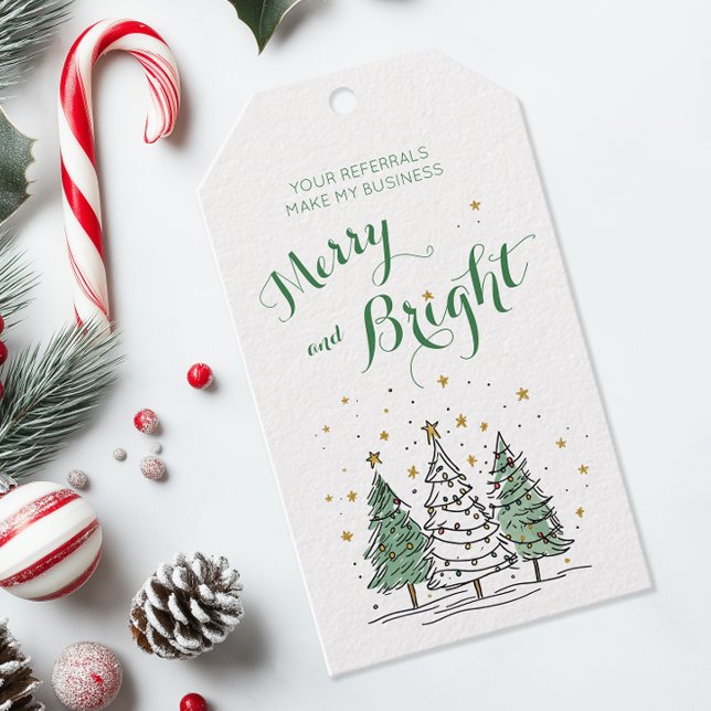 Fröhliche & helle Weihnachtsgrüße von Geschenkanhänger (Merry and Bright Christmas Pop By Tag for Real Estate Marketing)