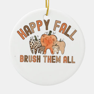 Fröhliche Herbst-Zahnbürsten-aller-Zähne Zahnarzt  Keramik Ornament