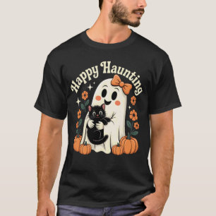 Fröhliche Heulende Geister- und schwarze Katzen-Ha T-Shirt