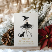 Fröhliche Hexenweihnachtskarte zum individuellen U