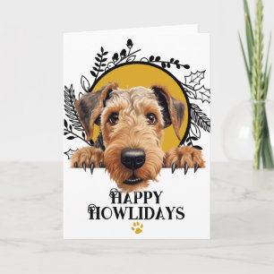 Fröhliche Howlidays Airedale Terrier Hund Weihnach Feiertagskarte