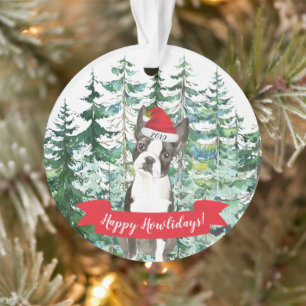 Fröhliche Howlidays Boston Terrier Hund Weihnachte Ornament
