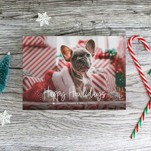 Fröhliche Howlidays Einzelnes Foto Haustier Weihna Feiertagskarte