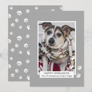 Fröhliche Howlidays Hund mit Pfotenabdrücken Haust Feiertagskarte