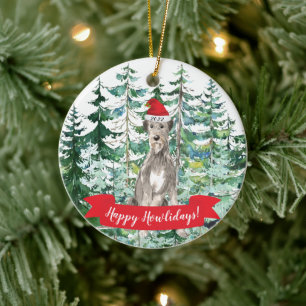 Fröhliche Howlidays Irischer Wolfshund Weihnachtsb Keramik Ornament