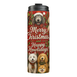 Fröhliche Howlidays mit süßen Hunden Frohe Weihnac Thermosbecher