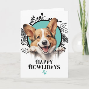 Fröhliche Howlidays Pembroke Welsh Corgi Hund Weih Feiertagskarte