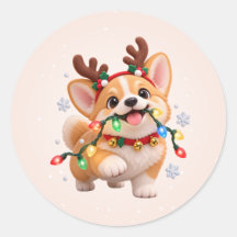 Fröhliche Howlidays Süße Corgi Runde Aufkleber