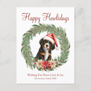 Fröhliche Howlidays Süßer Berner Sennenhund Feiertagspostkarte
