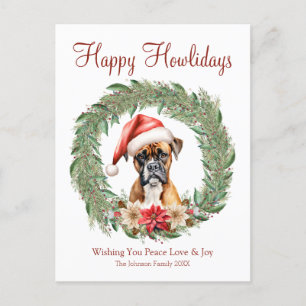 Fröhliche Howlidays Süßer Boxer Hund Feiertagspostkarte