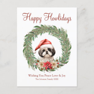 Fröhliche Howlidays Süßer Lhasa Apso Hund Feiertagspostkarte