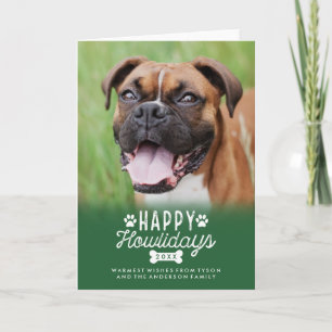 Fröhliche Howlidays Weihnachts-Hund-Falt-Fotokarte Feiertagskarte