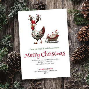 Fröhliche Hühner skurrile Weihnachtsgrußkarte Feiertagskarte