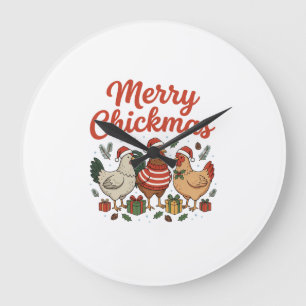 Fröhliche Hühnerweihnachten Hühner Weihnachten Große Wanduhr