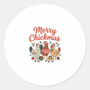 Fröhliche Hühnerweihnachten Hühner Weihnachten Runder Aufkleber