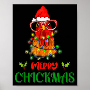 Fröhliche Hühnerweihnachts Ornamente Lichter Hühne Poster