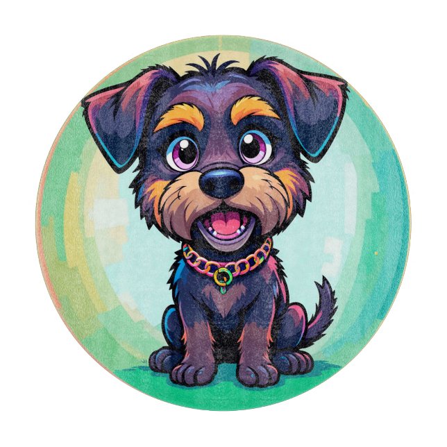 Fröhliche Hundelobe - farbenfrohe Cartoon-Illustra Schneidebrett (Vorderseite)