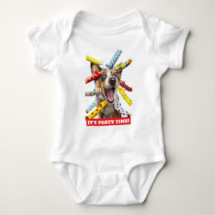 Fröhliche Hundeparty-Tröten Baby Strampler