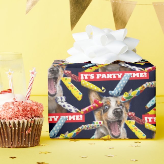 Fröhliche Hundeparty-Tutgeräte Geschenkpapier (Geburtstagsparty)