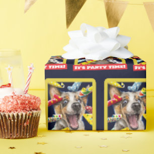Fröhliche Hundeparty-Tutgeräte Geschenkpapier