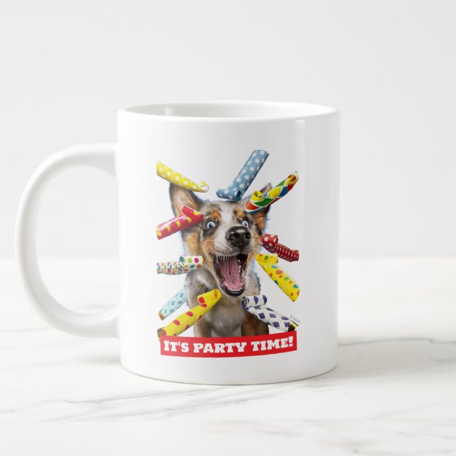Fröhliche Hundeparty-Tutgeräte Jumbo-Tasse (Links)
