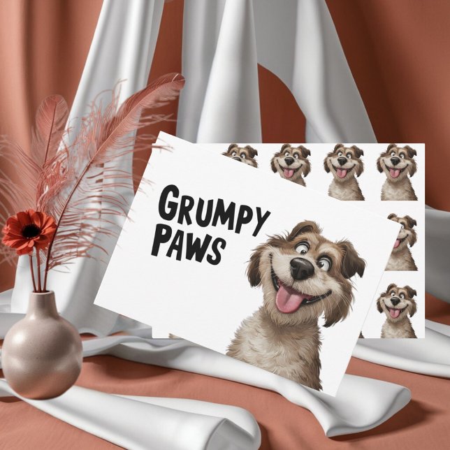 Fröhliche Hundeschartkarte des Vaters - Grumpy Paw Mitteilungskarte (Bring a smile to Dad's face with this cheerful, goofy dog card!)