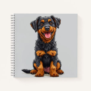 Fröhliche Illustration eines Schwarzbraunen Hundes Notizbuch